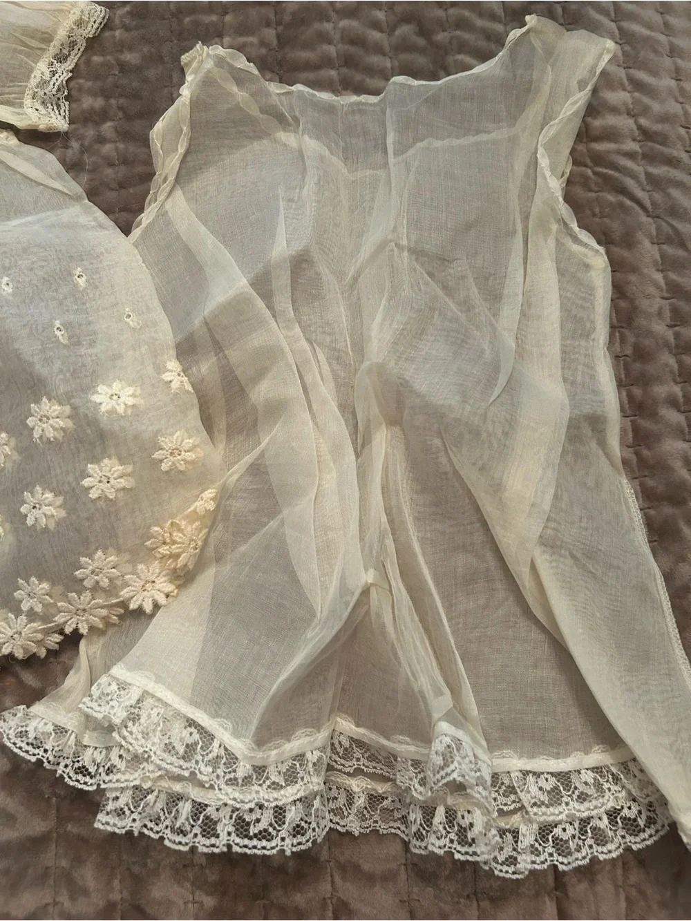 Vintage-Inspired Cream Lace Baby Layette Set - Elegant Home Accents